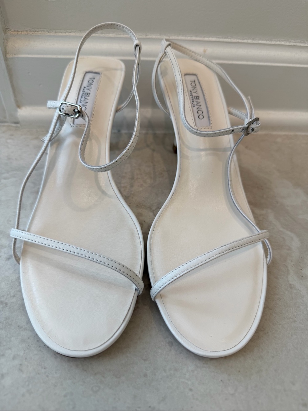 Tony Bianco White Minimal Strappy Sling Sandals